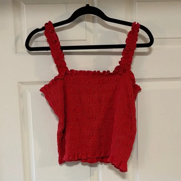Old Navy Red Ruffle Smocked Tank - Picture 1 of 3